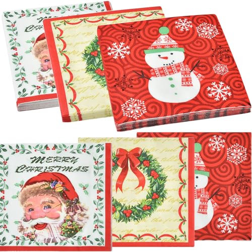 Servietten 3-lagig (33 x 33 cm)-60 Stück,Servietten Weihnachten,Perfekt für Weihnachten, Winter, Feiertage,Heiligabend Tischdekoration,Winter Papierserviette