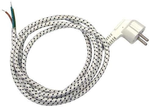 Brightium Câble de fer à repasser 2 m de longueur 2 x 0,75 mm² avec prise Schuko, idéal pour connecter des fers à repasser et autres appareils électroménagers.