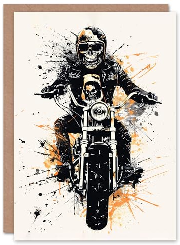 Artery8 Outlaw Motorcycle Club Skull Rider Conceptual Art Blank For Him Or Her Art Birthday Card