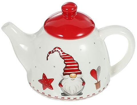 DRESSOOS Teiera Ceramica Decorativa Stile Nordic Con Elementi Natalizi Bollitore Per Tè Di Alta Qualità Capacità Moderata Design Elegante Per Casa e Cucina Perfetta Come Di Natale
