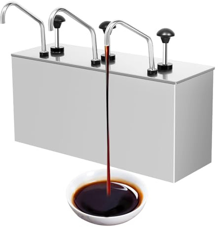 TESUGN Soßenpumpenspender, 3X4L Edelstahl Soßenspender Gewürzpumpe, Essig Kochwein Honig Sirup Ketchup Spender Pump Soßenspender Sauciere Dispenser für Küchen Cafeterias Hotels Restaurants