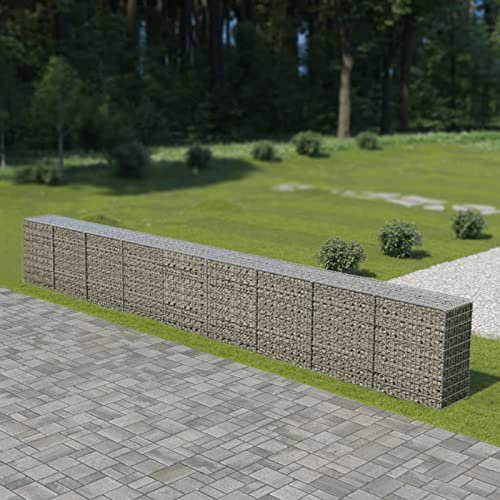 qohoio Mur à Gabion avec couvercles Acier galvanisé 900 x 50 x 100 cm Bordure Pierre,Kit Gabion,Gabion Jardiniere