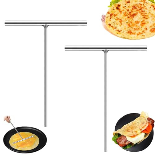 2 Spatules et Etaleurs à Crêpes en Acier Inoxydable Spatule Crepe Accessoires Pour Crêpes Spatule Patisserie Etaleur Crepe Ustensiles de Cuisine Adaptés aux Crêpes,Beurre,œuf