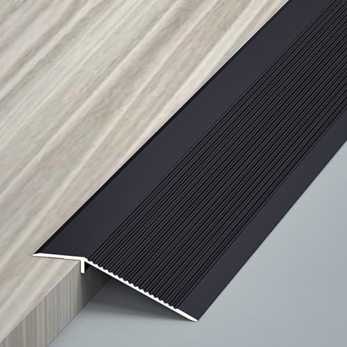 Rampe Profile de Finition Carrelage, Barre de Seuil Aluminium, Jonction Plan de Travail, Bande de Transition le Sol pour Moquette et Sol, Bois Sur Carrelage 1~4cm Pente Seuil(Black,145 CM)