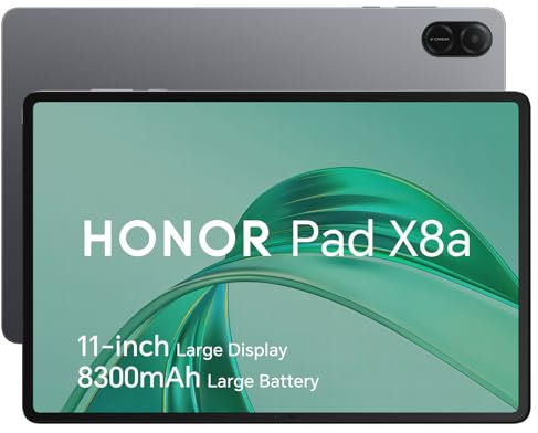 HONOR Pad X8a Tablet 4GB+128GB,Batteria 8300mAh,Tablet Wi-FI Schermo 11 Pollici 90Hz con Protezione,4 Altoparlanti, Corpo in Metallo,Qualcomm SD 680, Android 14,Grigio