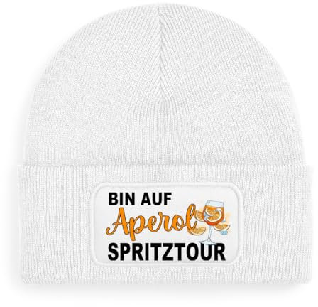 Aperol Spritz Tour Mütze, Strickmütze, Wintermütze, Beanie, Wollmütze, Kappe | Unisex Soft Touch warm | One Size, Einheitsgröße dehnbar (DE/NL/SE/PL, Alphanumerisch, Einheitsgröße, Weiss.)
