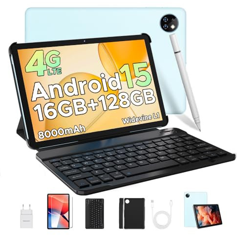 DOOGEE T10W Tablet Android 15, 16GB RAM + 128GB ROM,10 Pollici,Tablet con Tastiera,5G WiFi,8000mAh Batteria,GMS/Widevine L1/Face ID/OTG/ BT5.0/GPS/con SIM/con Penna