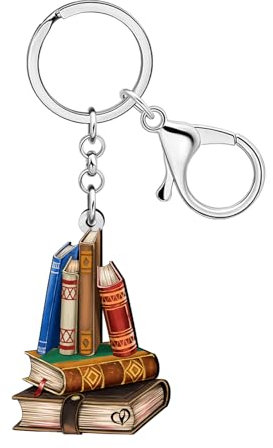 WEVENI Porte-clés livre en acrylique Cadeaux pour lecteurs et amoureux des livres Accessoires pour sacs à main de femmes et de filles (Marron)