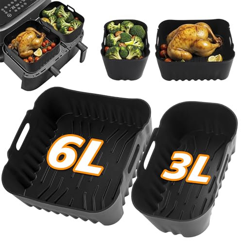 Ninipie Silikonform Zubehör für Philips Dual Basket 3000 Heißluftfritteuse NA350 NA550, Tefal Dual Easy 5,2/3,1L, Zubehör Philips Airfryer 6/3L Dual, Philips Heißluftfritteuse 5000, Air Fryer liners