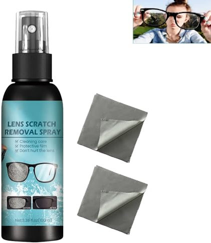 Spray de Eliminación de Arañazos de Lentes para Eliminar Arañazos,Líquido de Reparación de Cristales para Lentes,Limpia Gafas Spray,100ml,incluye Herramientas de Limpieza de Gafas