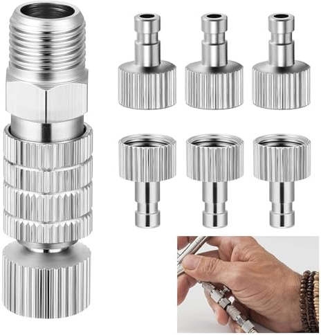 Airbrush Adapter, 7 Stück Airbrush Schnellkupplung, 1/8 Zoll Buchsen und Stecker Adapter Einstellsteuer Ventil Airbrush Zubehör, Airbrush Schnellkupplung Trennadapter Kit, Airbrush Schnell Kupplung