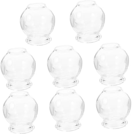 ROMISBABA 8pièces Lot De Pots à Ventouses Verre Transparent Adaptées Dos Jambes Résistantes Aux Chocs Rangement Compact