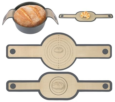 2 Pièces Tapis Patisserie Silicone avec Longues Poignées, Silicone Bread Mat Set, Tapis à Pain Réutilisable, Tapis de Cuisson pour four Dutch Oven, pour Transférer la pâte, Outil Cuisson