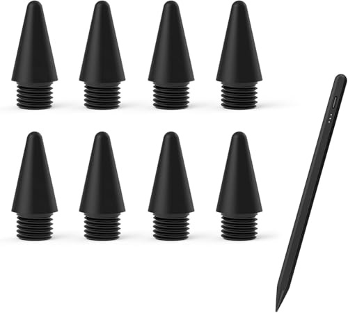 MEKO iPad-Stift + 8 Ersatzspitzen - Schwarz