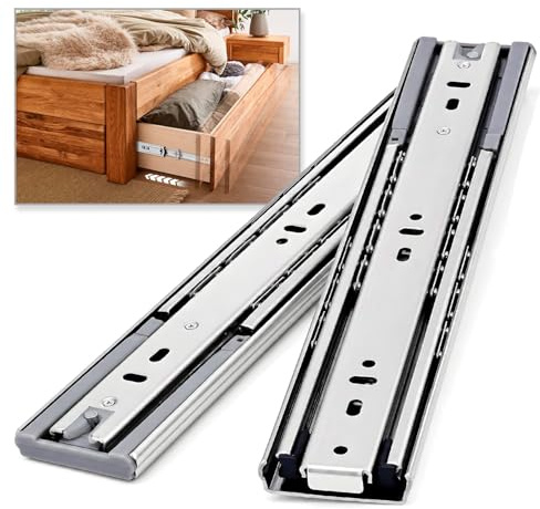 REGUDA Soft Close Heavy Duty Drawer Slides Load 53 kg Full Extension Runners 12 14 16 18 20 22 24 26 28 30 32 34 36 38 40 Inch Side Mount Rails for Drawer Capacity 53 kg 1 Pair(Soft Close)