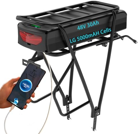 Batteria Ebike a lungo raggio 48V 30Ah con Hanger 1440Wh Batteria agli ioni di litio