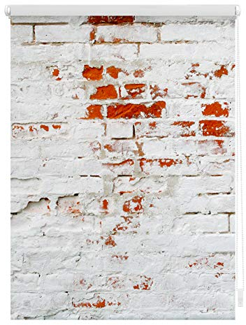 Lichtblick Klemmfix Tageslicht-Rollo mit Motiv, ohne Bohren, Blickdicht, Seitenzugrollo, Made in Germany, Mauer - Weiß Rot 100 x 150 cm (B x L)