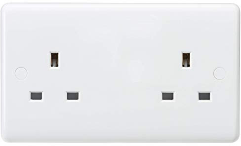 Knightsbridge CU9000U Curved Edge 13 A 2 Gang Unswitched Socket, White