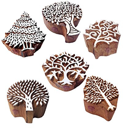 Royal Kraft Textil Druck Stempel Elegant Baum Entwürfe Holz Blöcke (Set von 6)