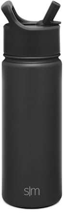 Simple Modern Trinkflasche mit Strohhalm | Wasserflasche Edelstahl Isolierte für den Sport Fitnessstudio | Summit | 530ml | Midnight Black