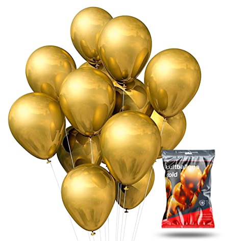 50x Luftballons gold metallic - Ø 35 cm für Geburtstag & Hochzeit & Party & Kindergeburtstag - Luft & Helium als Dekoration