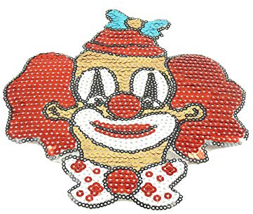 Makotex Bügelbild Pailletten Clown 16x18 cm Köln Clownkopf Karneval Kostüme