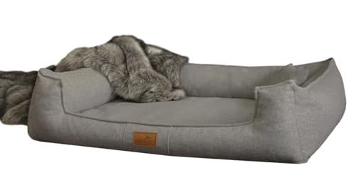 tierlando® Orthopädisches Hundebett Goofy Couture mit Matratzenschoner, waschbarer Bezug aus meliertem Möbelstoff, für mittlere bis sehr große Hunde Größe: 130x100cm | Farbe: 02 Graphit