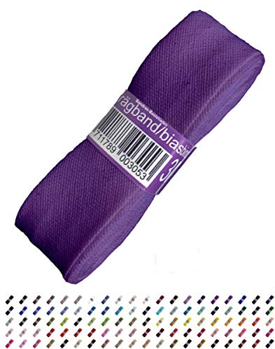 Sandras-Bastelladen Schrägband/Einfassband Baumwolle Uni gefalzt 3m x 20mm 196-Lila