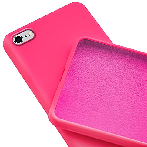 N NEWTOP Custodia Cover Compatibile per iPhone 6-6S Plus, Ori Case Guscio TPU Silicone Semi Rigido Colori Microfibra Interna Morbida (Fucsia)