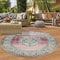 Teppich-Traum RUNDER orientalischer Vintage WOHNZIMMERTEPPICH für In- & Outdoor Balkon buntes Blumenmotiv rosa Größe 160 cm rund