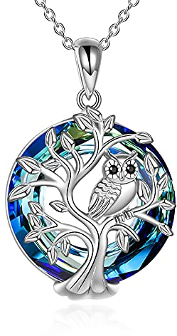 YAFEINI Collier Hibou pour Femme en Argent Sterling 925 Arbre de vie Hibou Pendentif Colliers Bijoux Cadeaux pour Maman Femmes Filles Amoureux de Hibou