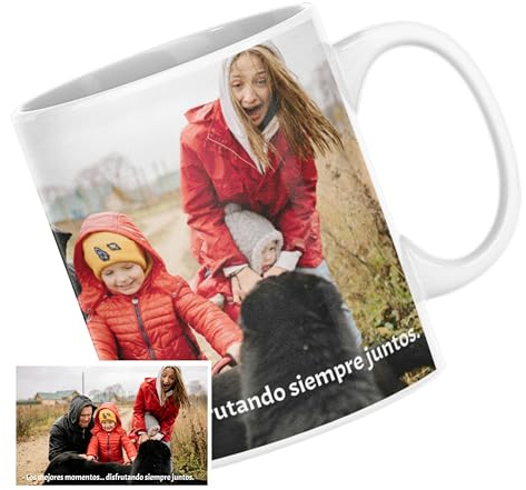 Taza personalizada con foto - Regalos original - Taza personalizada de cerámica. Taza con fotos y frase - ideal día de la madre