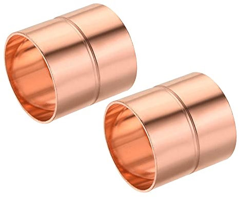 sourcing map Droit Cuivre Couplage Raccords 1.5 Pouce ID Soudage Joint pour HVAC Climatisateur Paquet de 2