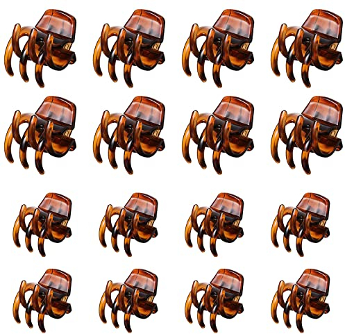VEGCOO 16 Pcs Hair Claw Clips ABS Medium Hair Claw Non Slip Hair Clips Women's And Girls Classics Claw Clips (Brown)