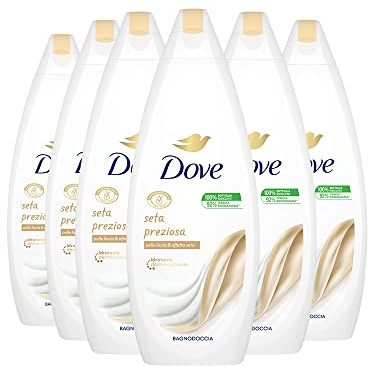 Dove, Gel de ducha de seda preciosa, con hidratante dermatológicamente natural, piel lisa efecto seda después de cada ducha, dermatológicamente probado, 92% biodegradable, 12 unidades de 600 ml