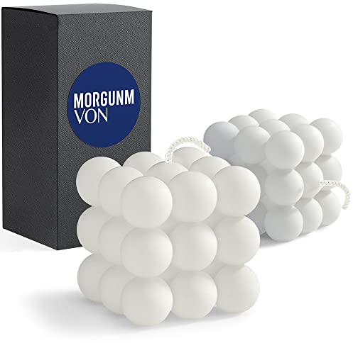 Morgunmvon 2 stück Bubble Kerze Set, weiße Kerzen Deko |Sojawachs Duftkerzen Geschenkset, Tischkerzen Deko, Raumdeko, Wohnzimmerdeko. 2 Freesie