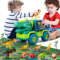 TEMI Dinosaurier LKW Spielzeug für Kinder 3-5 Jahre, Tyrannosaurus Transport Auto Träger LKW mit 8 Dino Figuren, Aktivität Spielmatte, Dinosaurier Eier, Bäume, fangen Jurassic Spiel Set für Jungen