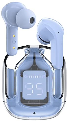 ACEFAST T6 Auriculares Inalámbricos Bluetooth ENC Cancelación de Ruido, Earbuds Deportivos Internos In-Ear, Sonido HiFi, LED Mostración de Betería, Azul Hielo