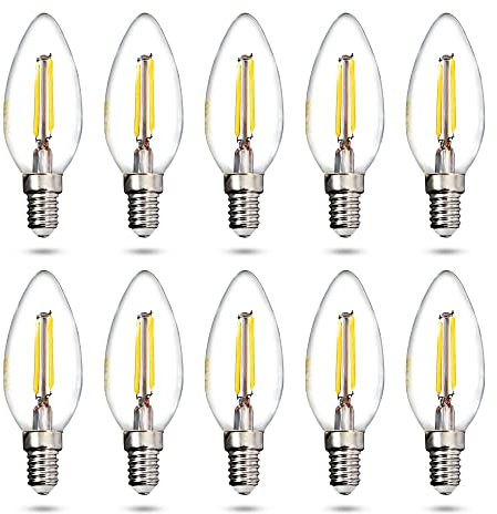 max K O M F O R T - 10x E14 LED Leuchtmittel 2 Watt Kerze klar Filament | warmweiß 3000K | 250 Lumen