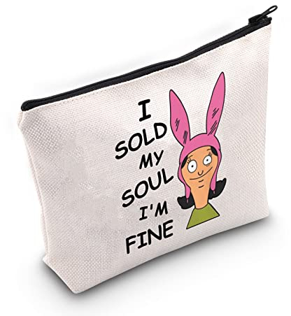 WZMPA Louise Belcher Fans Kosmetiktasche Bob's Family Inspired Gifts I Sold My Soul I'm Fine Burgers Cartoon Reißverschluss Tasche für Frauen Fans, Sold My Soul, Passform
