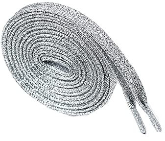 Egurs Cordón de zapatos, 1 par, 110 cm, poliéster, metálico, plateado, resistente al desgarro, para zapatillas deportivas, zapatillas de correr, Silver, 110