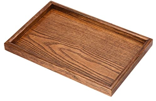 PATIKIL Wood Serving Tray 30x20cm/12x8 Inch Outer Base, Rectangular Decorative Platter for Home Decor Kitchen Table Candle Holder, Brown