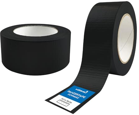 kör4u 2x Panzertape schwarz, 50m x 48mm, starkes Gewebeband, PE-beschichtet, wasserundurchlässig, Befestigen, Verstärken oder Abdichten, innen und außen