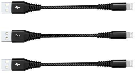 [Certificado Apple MFi] Cable de carga corto para iPhone (3 unidades, 8 pulgadas), cable de carga USB a Lightning para Apple, cable de sincronización de datos de carga rápida trenzado de nailon para