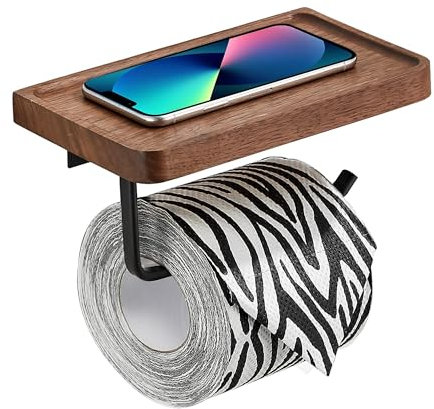 Black Tissue Roll Holder For Toilet, Bathroom Wooden Holder Wall Mounted, Decorative Toilet Roll Holder, Vintage Freestanding Toilet Roll Holder bathroom accessories