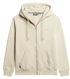 Superdry Herren Essential Logo Zip Hoodie Sweatshirt, Beige (Light Stone Beige), Small