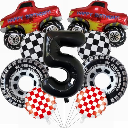 Yunchu Online Luftballon Auto Geburtstag Kit Monster Truck Cars Geburtstagsdeko Junge 5. Truck Geburtstag Dekoration Auto Thema Party Dekorationen für Monster Truck Rennen Auto Theme Party Supplies