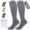 360 Relief Kompressionsstrümpfe Damen und Herren - 3 Paare Kompressionssocken Einfarbig für Sport, Laufen, Flug, Reise, Joggen, Radsport, Kniestrümpfe, L/XL Grau mit Wäschenetz