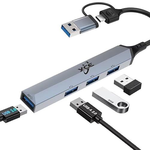 YCE 4 in 1 USB C Hub USB C Dockingstation Multiport Adapter Laptop Dockingstation with 1 USB 3.0,3 USB 2.0 für MacBook,Notizbuch