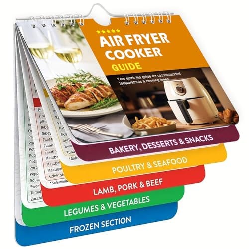 PUZAME Air Fryer Recipe Book, Air Fryer Cheat Sheet Magnets Cooking Guide Booklet, Airfryer Cookbook, Air Fryer Cooking Guide Magnetic Air Fryer Accessories Times Chart, Air fryer Cookbook